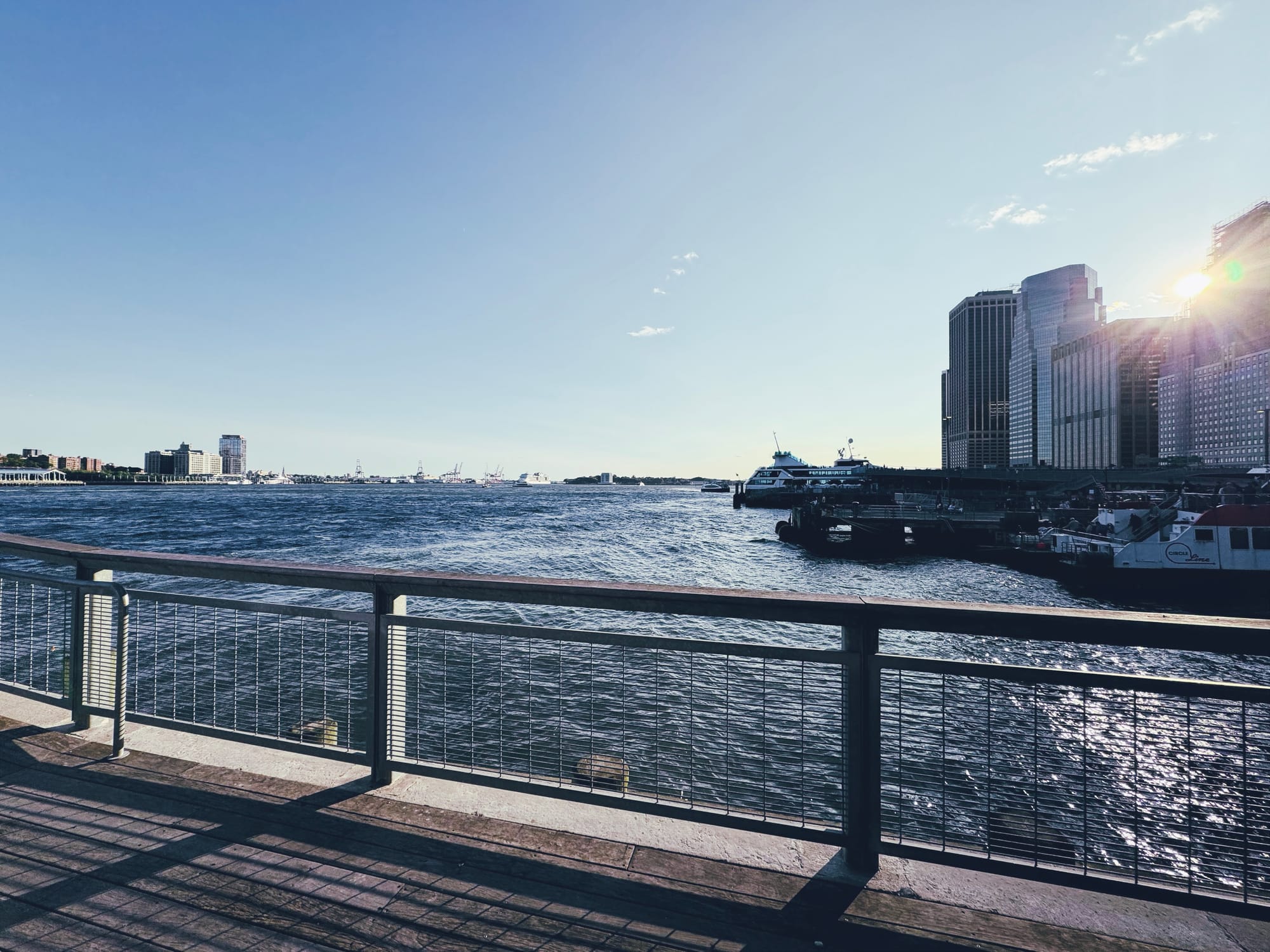 East River Waterfront with the setting sun